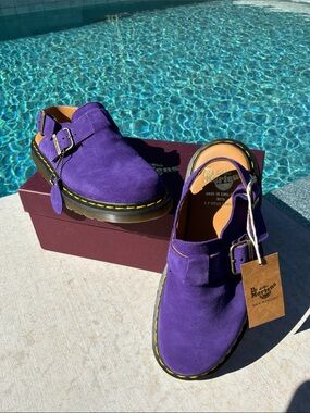 Dr. Martens Jorge Made In England Suede Slingback In Passion Purple NIB Size 10